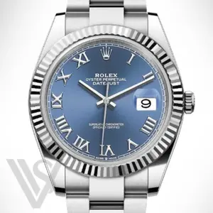 Rolex Datejust 41mm Blue Roman Numeral Dial Fluted Bezel Stainless Steel Oyster Bracelet