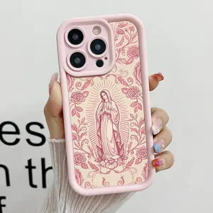 Virgin Mary Pattern TPU Soft Silicone Phone Case for iPhone 17 16 15 Pro Max 14 13 12 11 X Plus Air Mini Full Protection Shockproof Stylish Trendy stylish trendy
