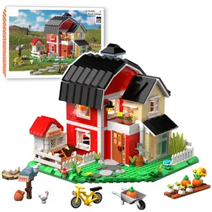 1268 PCS Country Farmhouse Building Blocks Model Set with LED Lights, Rural Villa, Chicken Coop, Flowers & Animals - Home Office Decor, Gift for Adults & Kids Ages 8+ summerwins,summerwins