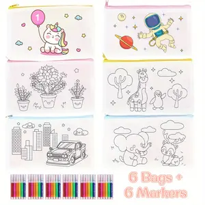 DIY Coloring Pen, Pencil and Marker Box Includes 6 sets of colored pencils + 6 random color pencil cases Adorable & stylish prints Cute & practical, enhances hands on creativity Perfect as a gift for Thanksgiving, and Christmas