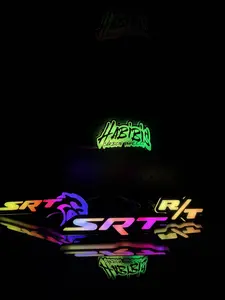 Habibis Carbon SRT, SRT Hellcat and R/T RGB LED Grill Badges (Version 02) - Multicolor Bluetooth App-Controlled Waterproof Illuminated Car Emblem Lights Fits All MOPAR Series (Dodge, Chrysler, Ford Mustang), Muscle cars Trucks & Custom Styling