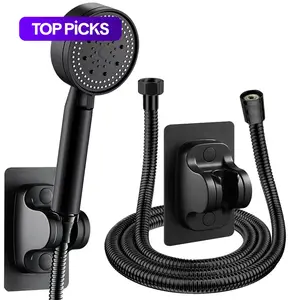 Bathroom Shower Equipment Set, 3pcs/set 5-speed & 1.5m Soft Hose & Shower Head Holder, Bathroom Accessories for Home Use, Shower Head Ensemble