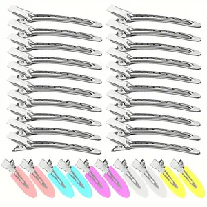 30pcs Large Size Metallic Geometric Alligator Hair Clips, Back-of-the-Head Barrettes, Fashion Hair Accessories, Alligator Clip