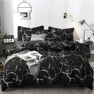 Black Marble Comforter Full/Queen White Texture Teen Men Full Size Lightweight Quilt, 3( 1 Comforter, 2 Pillowcases)