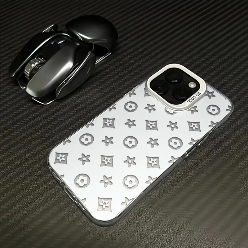 Luxury Monochrome Monogram Laser Craft Phone Case for iPhone 17,16,15,14,13,12,11 - Anti-Drop Protection, Practical Smartphone Casing for Handheld Devices, Mobile Electronics Accessories, Cellphone