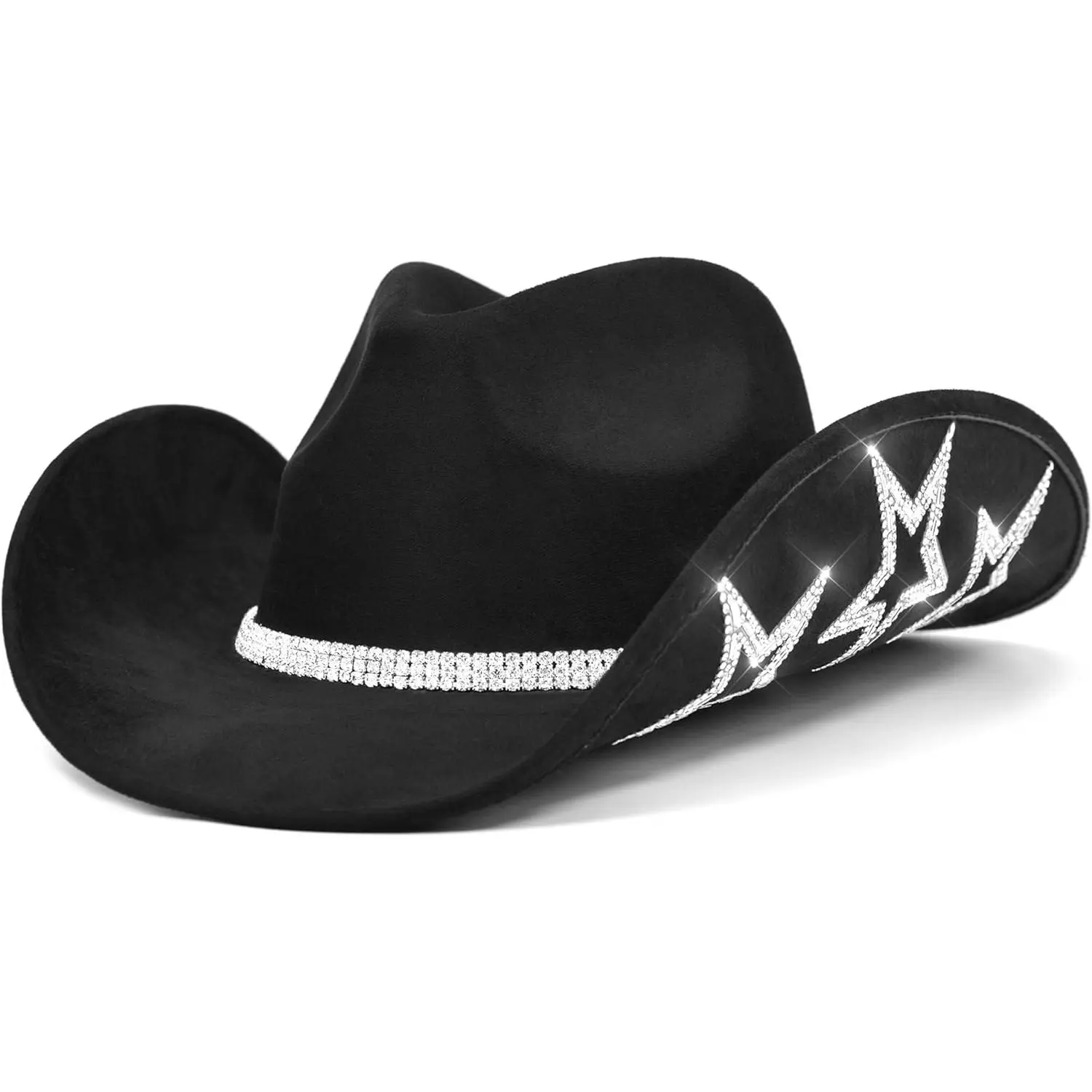 Sparkly Rhinestone Western Cowgirl Hat Felt Rodeo Hat Disco Party Beyoncee rhinestone cowgirl hat / Diamond cowgirl hat  main image 4