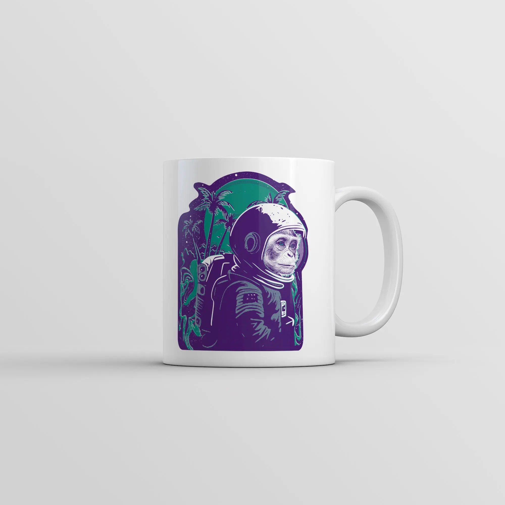 Space Monkey Mug Funny Astronaut Ape Graphic Coffee Cup - 11oz Funny Coffee Mugs Ceramic Printed Drinkware Cup