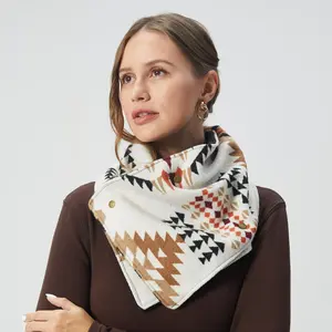 Women's Bohemia West Winter Warm Scarf - Akz Bohemian double-layer button around the neck hair of the tifa American cowboy wind scarf