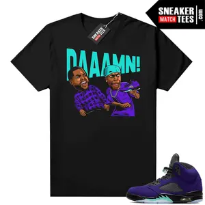AJ5 Grape Purple Match T Shirt, DAAAMN Graphic Tee, 90s Hip Hop Tee, Gift For Women and Man Unisex T-Shirt, Cozy Gift