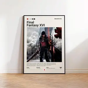 Final Fantasy 16 Vintage Gaming Room Poster - Gamer Gift Wall Art Print