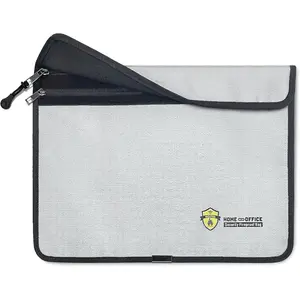 Two Pockets Fireproof Document Bag, Security Fireproof Bag,15''x 11'' Security Waterproof File Bag with Zipper, Storage Organizer Money Bag for Valuables, Important Documents, Cash