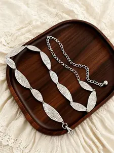 Bohemian Style Waist Chain, Vintage Trendy Belt, Leaf Motifs, Chic Body Jewelry for Parties & Daily Use, Maximalist Jewelry