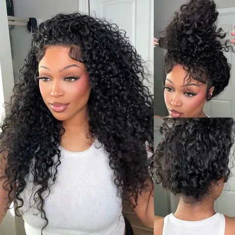 Vshow 360 Glueless Human Wigs Ombre 4/27 Highlight Water Wave Pre-cut HD Lace Wear Go Wigs With Drawstring Beginners Friendly