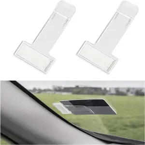 Car Windshield Parking Ticket Holder, Transparent Plastic Card Case with Adhesive Tape, Universal Car Accessory for Kitchen Office Glass Wall