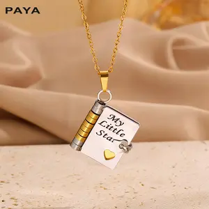 PAYA My Little Star Book Necklace Premium Stainless Steel Pendant with Heartfelt Message for Daughter Son Perfect Gift for Birthdays Mother's Day & More Unisex