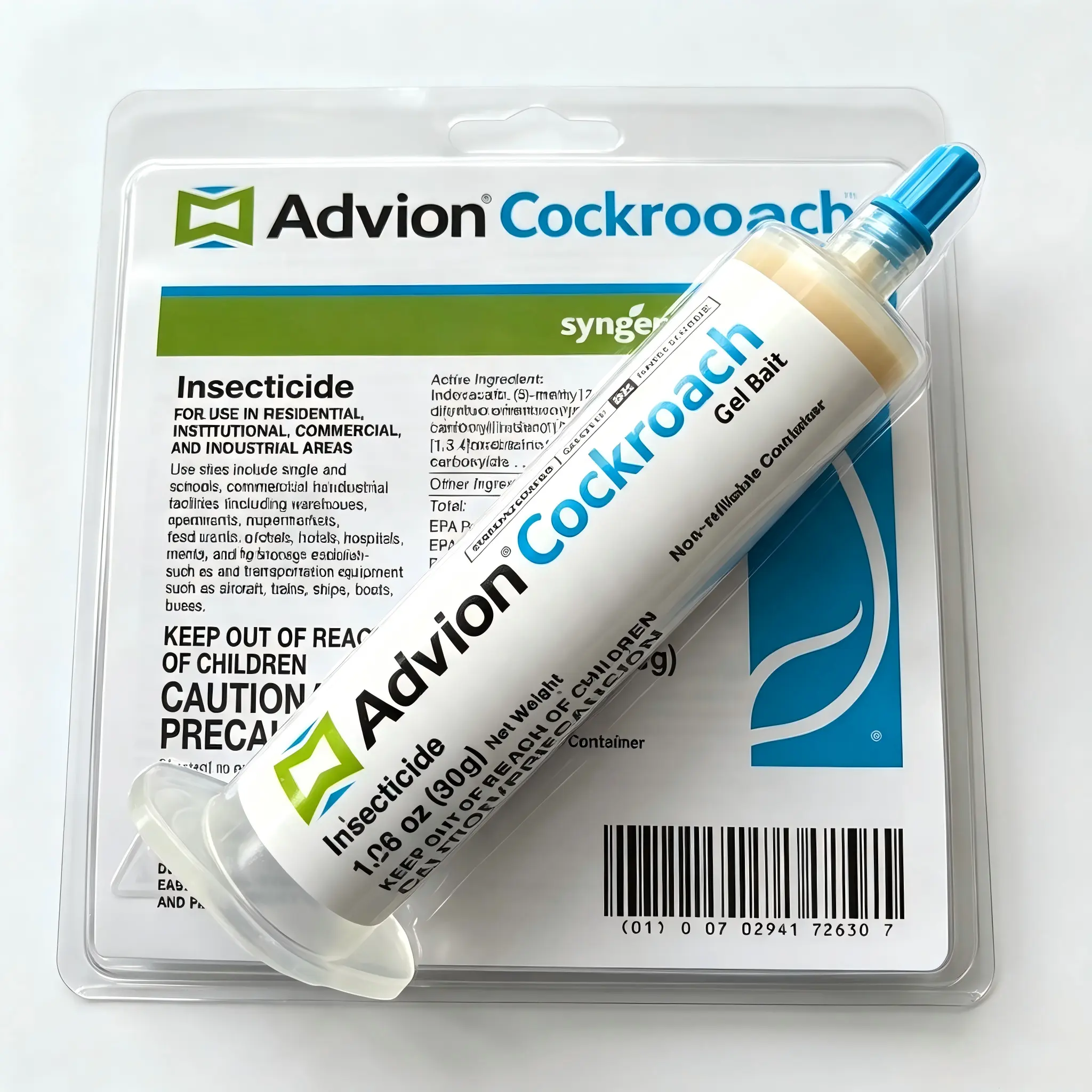 Advion Cockroach Gel Bait, 4 x 30g Tubes with Plungers & Tips (4 Each), Indoor-Outdoor Pest Control for German, American & Major Cockroach Species