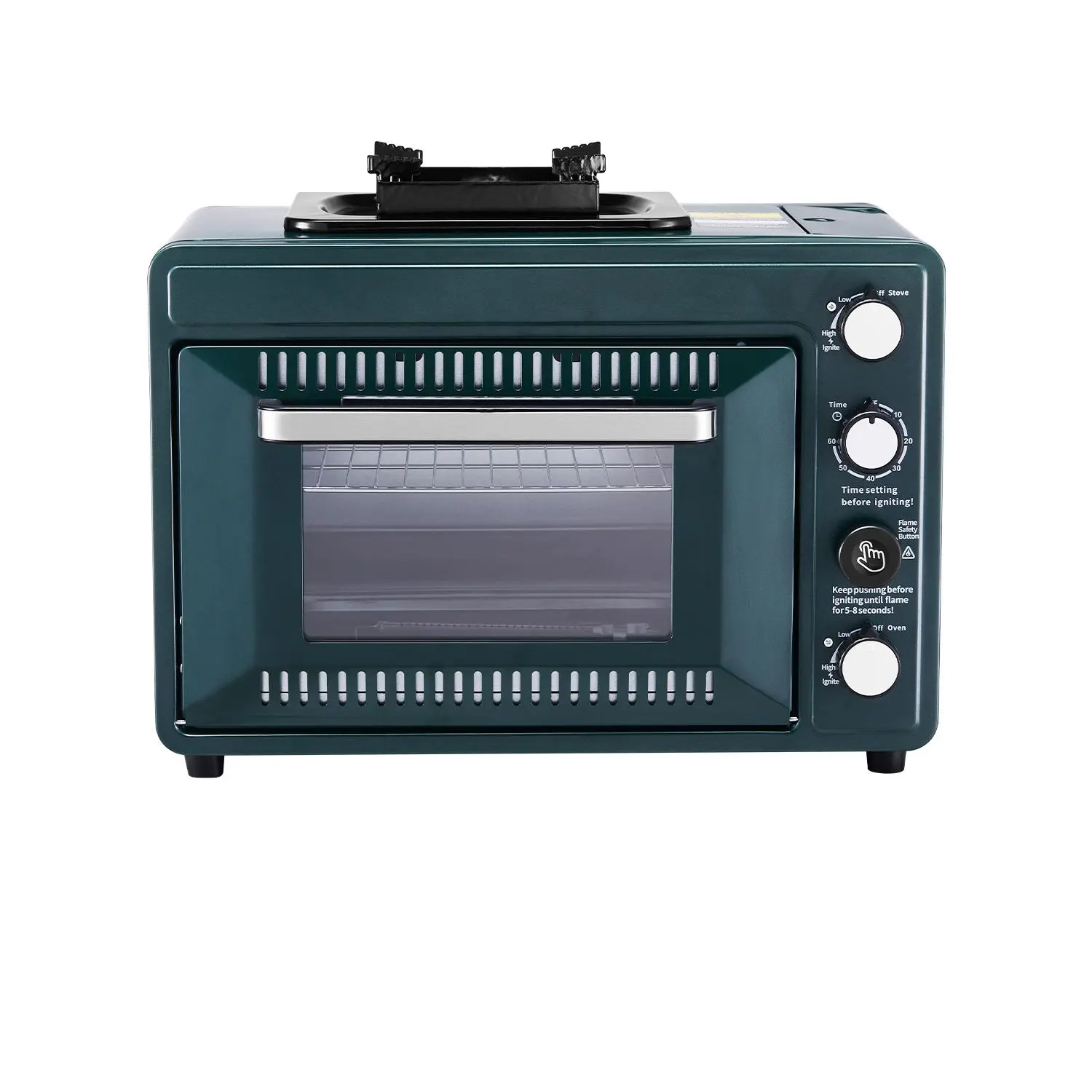 【summerfinds】VEVOR Outdoor Oven, 2-in-1 Portable Gas Camping Stove Oven Combo, Adjustable Fire, 60-Minute Timer, Windproof, with Grill Shelf and Roasting Tray, for Camping Gear Backyard Picnic Outdoor Cooking, Cooking Bbq Camping, Outdoor Camping Burne