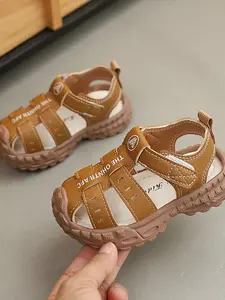 Unisex Roman Sandals, Thick Sole Anti-Collision, Soft Non-Slip Bottom, Velcro Closure, Ideal for Summer Daily Wear & Learning to Walk, Thick Soled Sandals