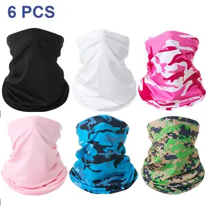 6 Pack Camouflage Neck Gaiter for Men & Women, Breathable Balaclava Face Mask with UV Sun Protection for Fishing & Hiking