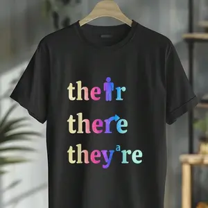 100% Cotton There Their They're English Grammar Funny Teacher T-Shirt