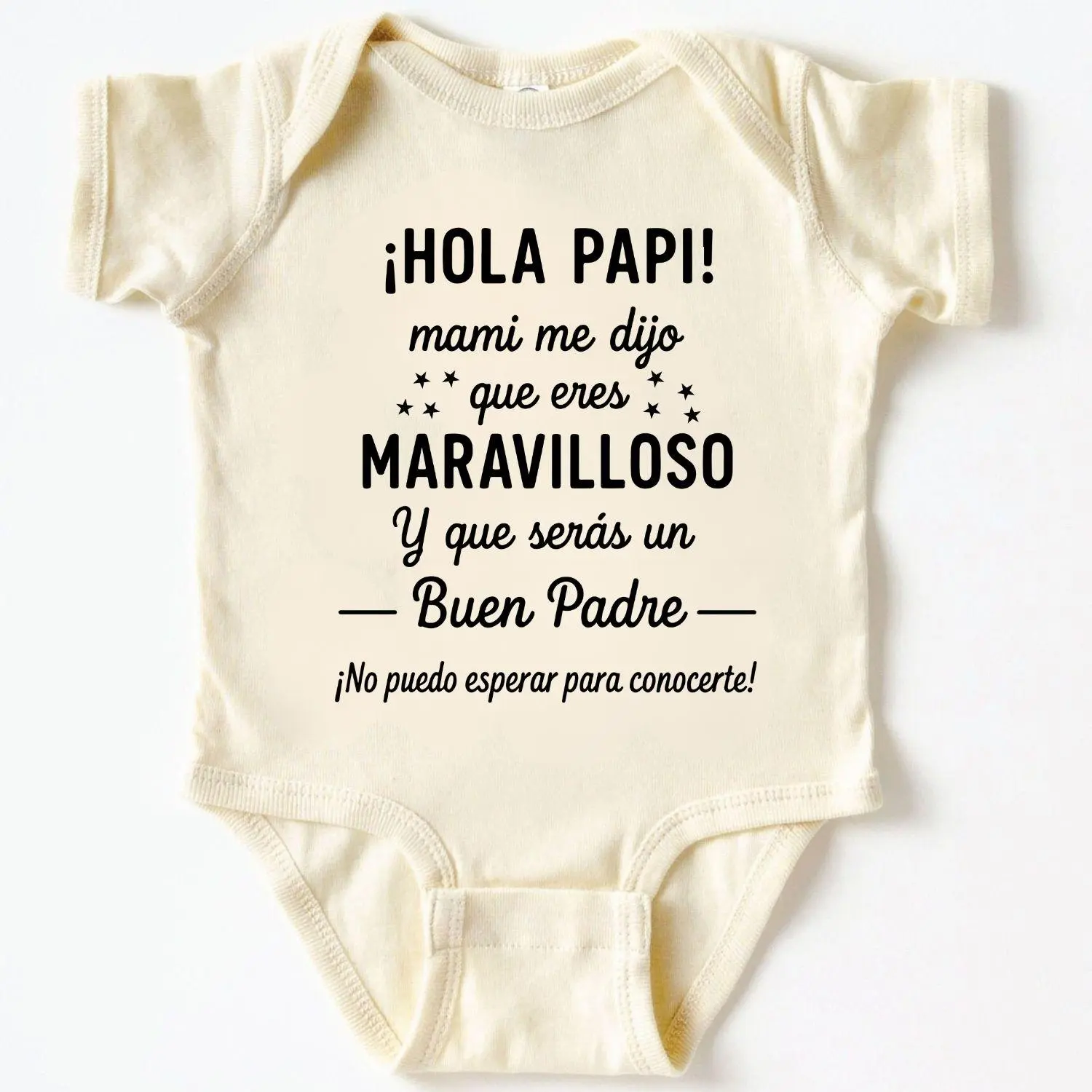 (100% Cotton) Baby Onesie Español – “¡Hola Papi! Mami me dijo que eres maravilloso” – Cute Pregnancy Reveal