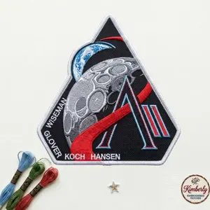 Artemis II Mission Embroidered Patch, NASA Moon Exploration Badge, Wiseman Glover Koch Hansen Astronaut Patch