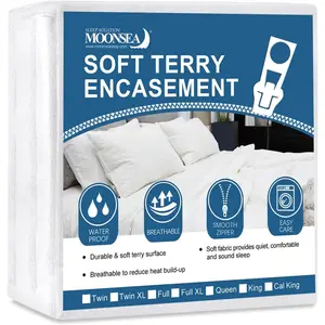 Queen Mattress Protector Zippered (10-14 Inches), Soft Terry Surface 6-Side Waterproof Mattress Encasement, Well Zipper, Noiseless Mattress Cover for Kids, Fit for 60 * 80 Queen Mattress