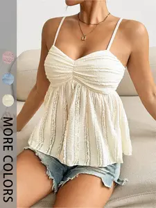Women's Summer Plain Basic Minimalist Fitted Tank Top, Sexy Casual Strapless Babydoll Shirt, Versatile Fashion Upper for Daily Wear