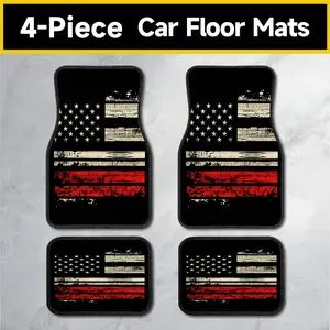 Distressed American Flag Car Floor Mats, 4-Piece Universal Set for Cars, Trucks & SUVs, Non-Slip Base, Durable Stain-Resistant Fabric, Vintage Patriotic Print, Daily Use Auto Interior Accessories for Men and Women