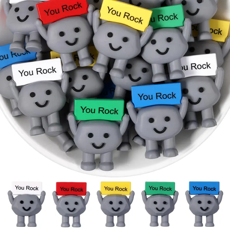 Labor Day Gift You Rock Figure with Motivational Quotes Desktop Decor 3D Ornament Spread Love Emotional Support Employee Appreciation for Office Workers Colleagues Friends Students Birthday Party Favors Perfect for Labor Day