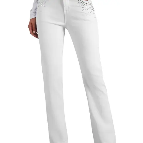Sidefeel Women's Rhinestone Jeans High Waisted Stretchy Straight Leg Denim Wide Leg Pants TikTokShopBlackFriday Fall Outfit