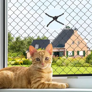 Steel Wire Reinforced Anti-Fall Cat Netting for Pets, Suitable for Balcony Windows Stair Patio, Black 10 * 20ft
