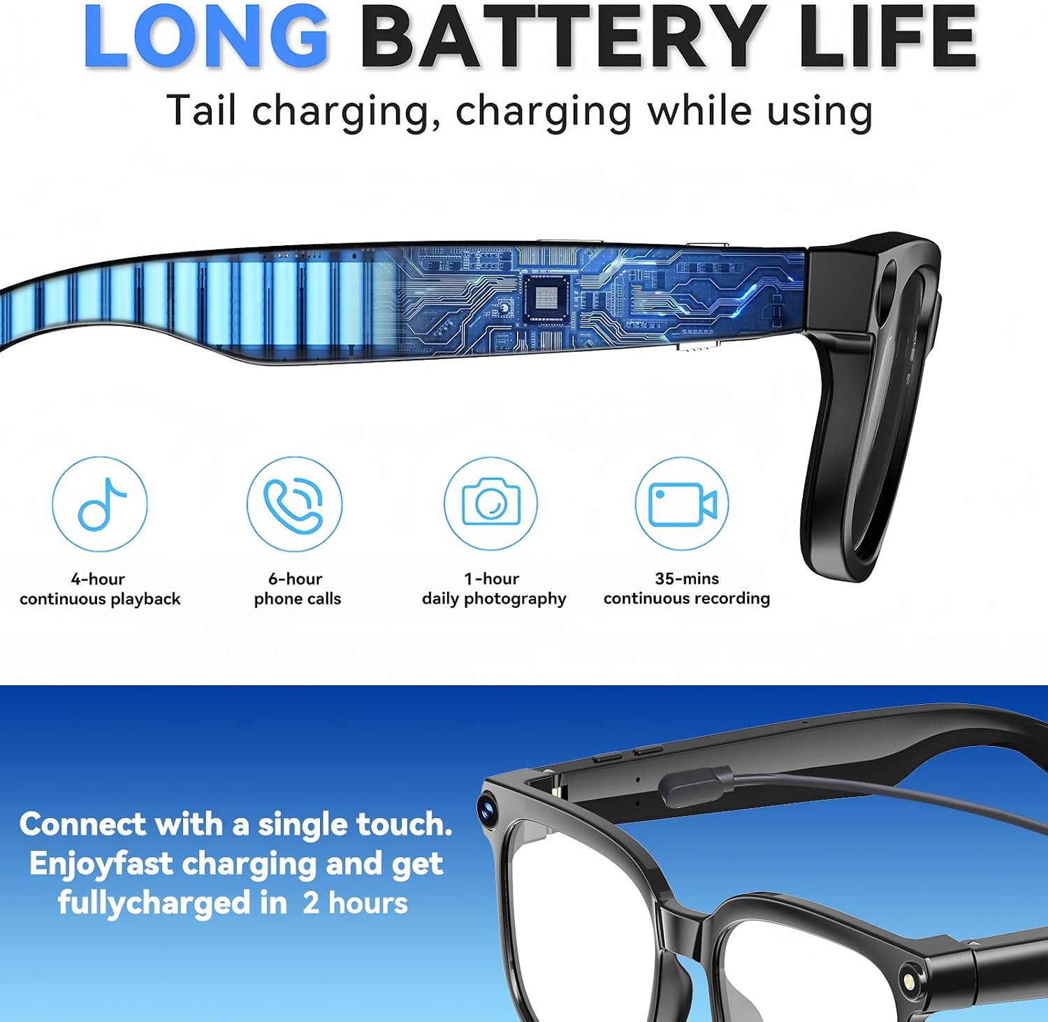 AI Smart Glasses with Camera, 8MP HD Camera Glasses for Men, AI Recording Glasses with Voice Assistant,Open-Ear Audio,Real-Time Translation,Video Recording Sunglasses for Life & Work (Photochromic)