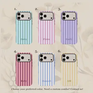 Custom Name Striped MagSafe iPhone Case - Personalized Monogram Phone Cover for iPhone 17, 16, 15, 14, 13, 12 Pro Max