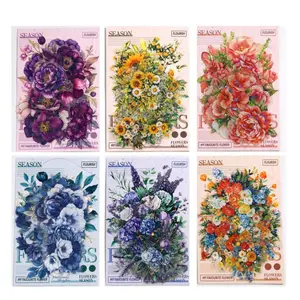 90 sheets cold stamped flower stickers PET waterproof material retro style DIY bronzing flower notebook decoration material sticker pack