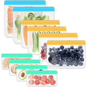 PEVA Food Storage Bags Reusable Zipper Seal Airtight – EcoFriendly Plastic-Free Freezer Bags for Refrigerator Organization Meal Prep Fresh Produce Snacks Leftovers Pantry