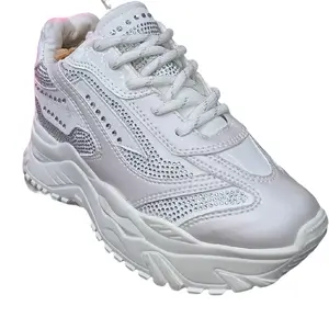 Lady /Zapatilla for Dama Uso Diario Comodas White Casual Shoes for Daily Wear Comfortable Design Running Athletic with Piedreria & Cordones Secure Fit