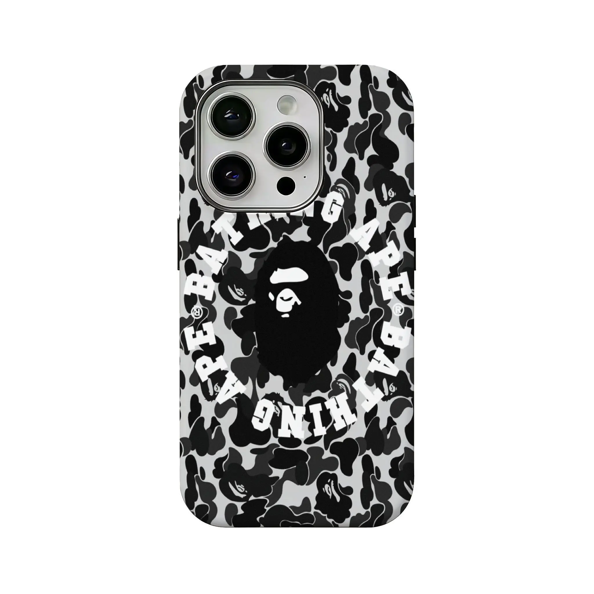 Cartoon BAPE camouflage pattern double-layer film phone case, suitable for iPhone 17, 16, 15, 14, 13, 12, trendy and cool drop-proof glossy hard shell protective case. - TikTok Shop Cartoon BAPE camouflage pattern double-layer film phone case, suitable for iPhone 17, 16, 15, 14, 13, 12, trendy and cool drop-proof glossy hard shell protective case. - TikTok Shop
