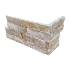 Arctic Gold 6x18 Stacked Stone Ledger Corner For Outdoor and Indoor Walls