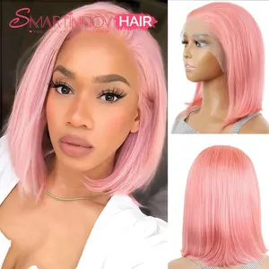 Pink Bob Glueless & Traceless Wearable Wig| 180% Density Human Hair| 13x4 HD Lace Net| Holiday Essential Silky Straight Hair