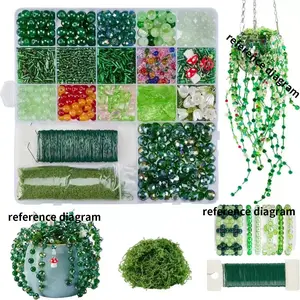 1400pcs Glass Beads DIY Kit, Handmade Artificial Plant Jewelry Accessories, DIY Beading Accessories, Craft Supplies for Creative Projects