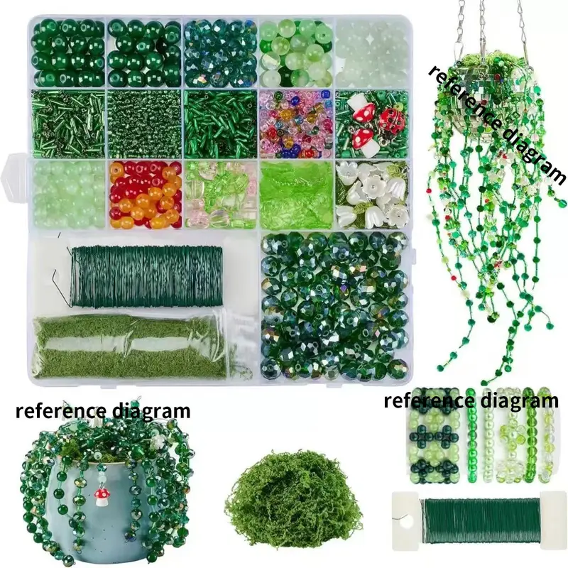 1400-Piece Glass Beads for Jewelry Making DIY Kit, Handmade Artificial Plant Jewelry Accessories, DIY Beading Supplies, Beads for Crafts, Craft Materials for Creative Projects