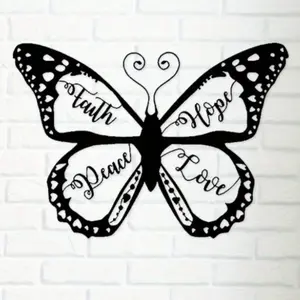 Christ Metal Wall Art - Inspiring Bible Text Decoration, Butterfly and Flower Design, Durable Iron Spirit Gift, Thanksgiving, Anniversary, Home and Church Decoration, Butterfly Decoration, Thanksgiving Gift, Reusable Decoration