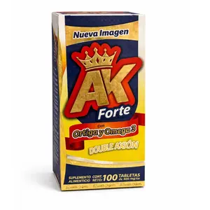 AK Forte Ortiga y Omega3 Double Axion 400mg 100 Tablets Dietary Supplement Effective Formula