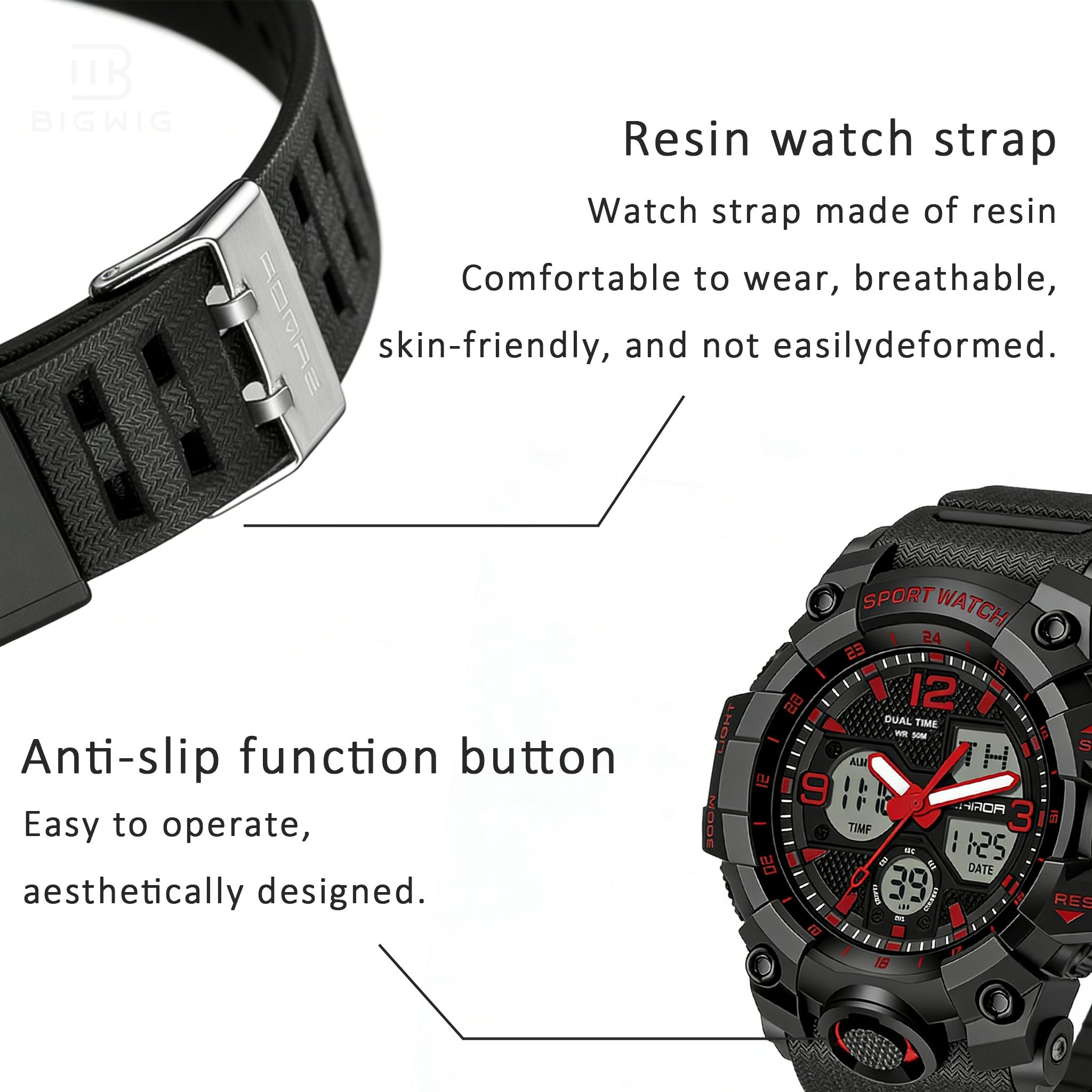 Men's Digital Sport Watch Water-Resistant Wristwatch with Dual Display for Outdoor Fitness Activities & Active Lifestyles,Christmas gift