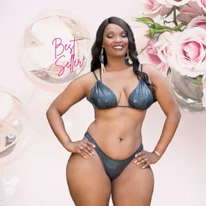 Butterfly Set Illuminated Black for Women - Soft Triangle Bikini Top and Halter Neck Underwear - Bra