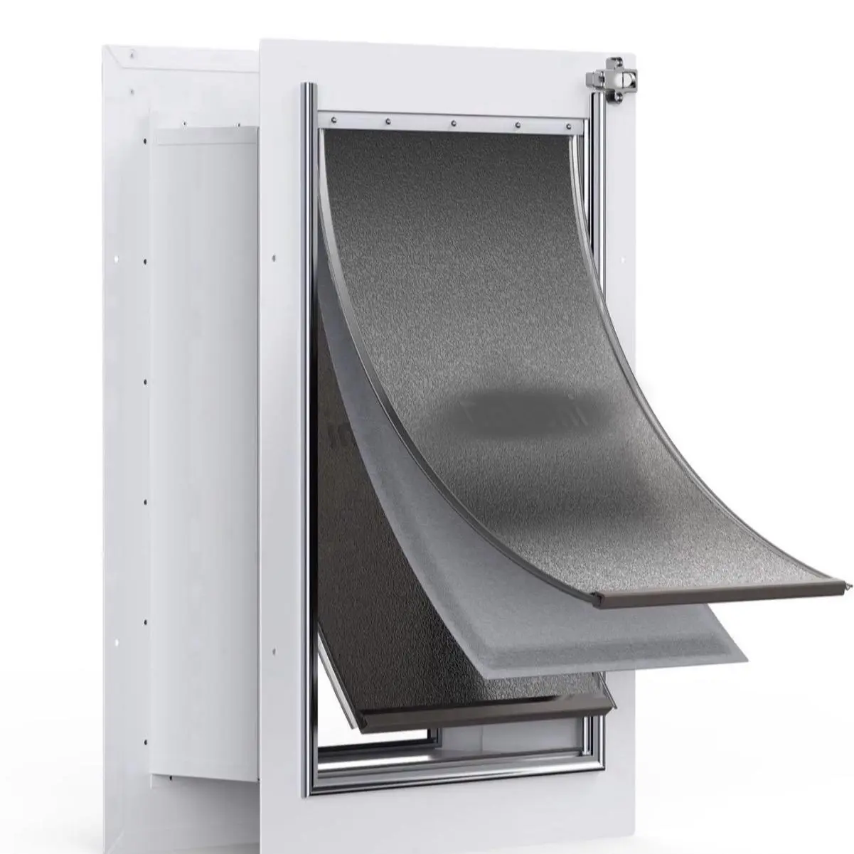 Wall-Mounted 3-Flap Large Pet Door for Dogs & Cats Up to 100Lb - Steel Frame, Telescopic Tunnel, Aluminum Lock, Weatherproof, Energy Efficient, Easy Installation, Fits Exterior Walls, Enables Freedom & Independence, 10.25inWx16.25inH & 12inWx17.75inH, Saf