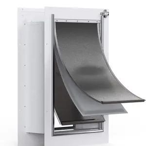 3-Flap Pet Door for Wall, Steel Frame and Telescoping Tunnel, Aluminum Lock, Double Flap Dog Door and Cat Door, Strong and Durable (Pets Up to 100 Lb)