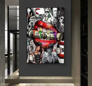Scarface Pop Art POSTER UNFRAMED  - Famous Movie Star with Red Lips and Money - Street Fashion Graffiti Wall Art
