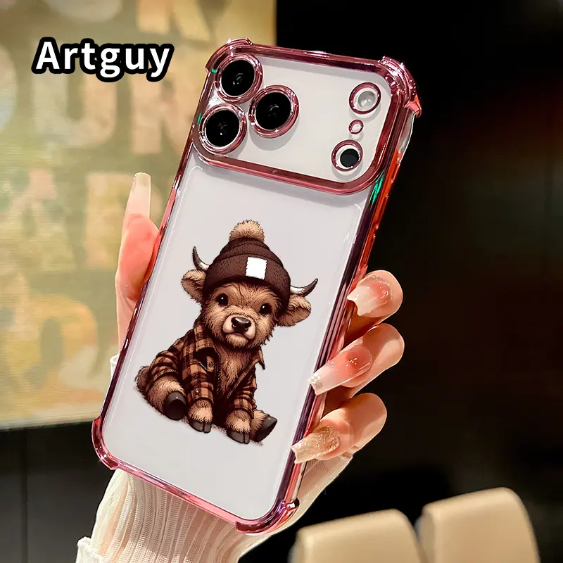 Compatible with iPhone 17 16 Pro Max 15 Plus 14 13 12 11 E Air Phone Case Fashionable calf charm Pattern Transparent Full Coverage Four Corners Anti-drop Casing